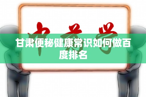 甘肃便秘健康常识如何做百度排名