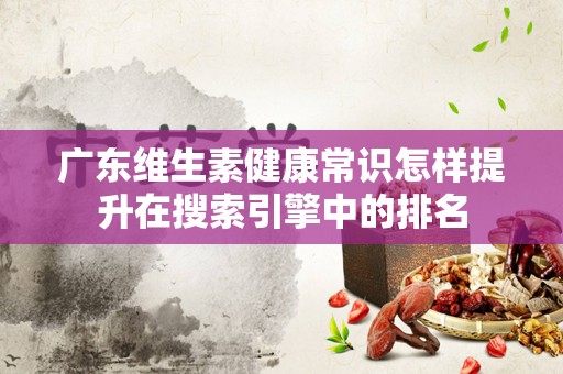 广东维生素健康常识怎样提升在搜索引擎中的排名