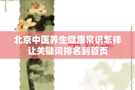 北京中医养生健康常识怎样让关键词排名到首页
