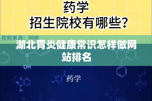 湖北胃炎健康常识怎样做网站排名