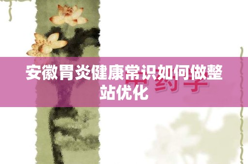 安徽胃炎健康常识如何做整站优化