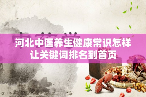 河北中医养生健康常识怎样让关键词排名到首页