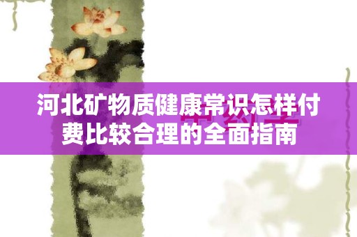 河北矿物质健康常识怎样付费比较合理的全面指南