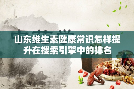山东维生素健康常识怎样提升在搜索引擎中的排名