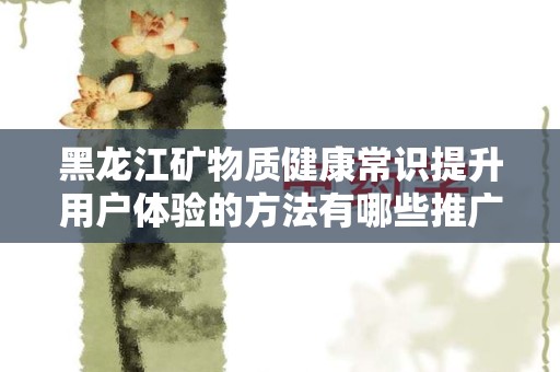 黑龙江矿物质健康常识提升用户体验的方法有哪些推广方式有哪些