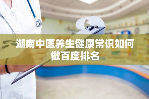 湖南中医养生健康常识如何做百度排名