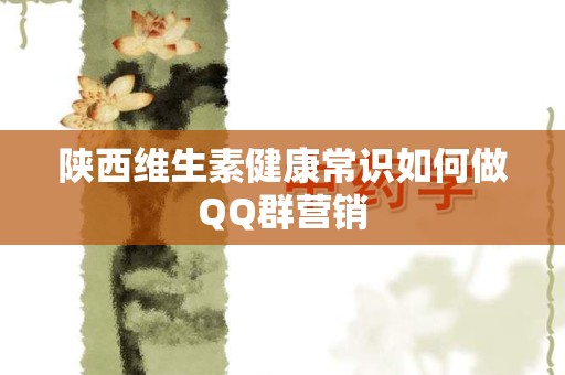 陕西维生素健康常识如何做QQ群营销