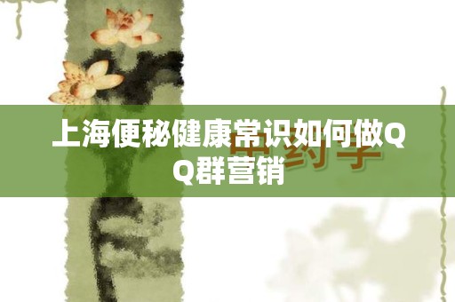 上海便秘健康常识如何做QQ群营销