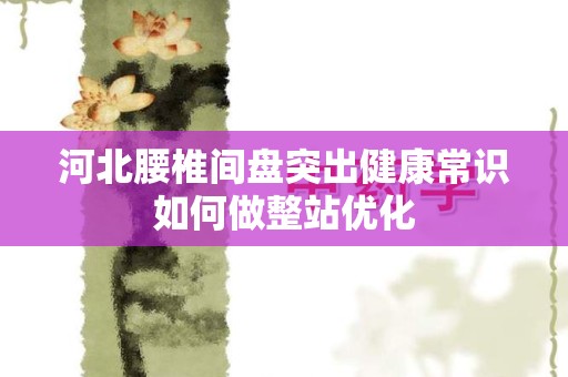 河北腰椎间盘突出健康常识如何做整站优化
