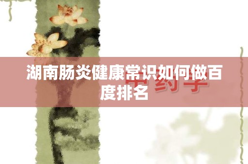 湖南肠炎健康常识如何做百度排名