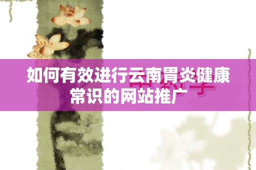 如何有效进行云南胃炎健康常识的网站推广