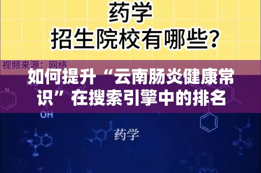 如何提升“云南肠炎健康常识”在搜索引擎中的排名