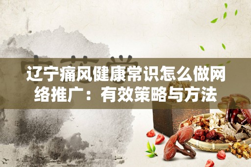 辽宁痛风健康常识怎么做网络推广：有效策略与方法
