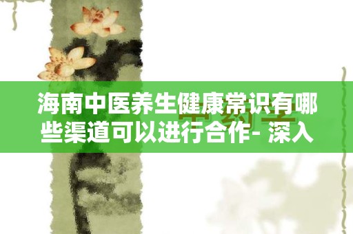 海南中医养生健康常识有哪些渠道可以进行合作- 深入探讨与分析
