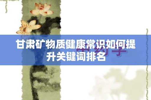 甘肃矿物质健康常识如何提升关键词排名