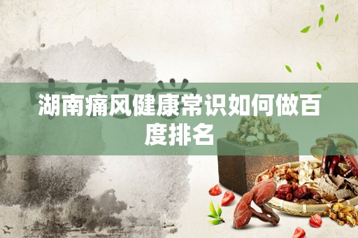 湖南痛风健康常识如何做百度排名