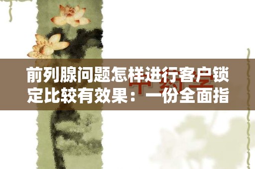 前列腺问题怎样进行客户锁定比较有效果：一份全面指南