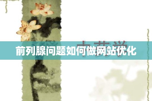 前列腺问题如何做网站优化