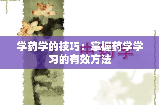 学药学的技巧：掌握药学学习的有效方法